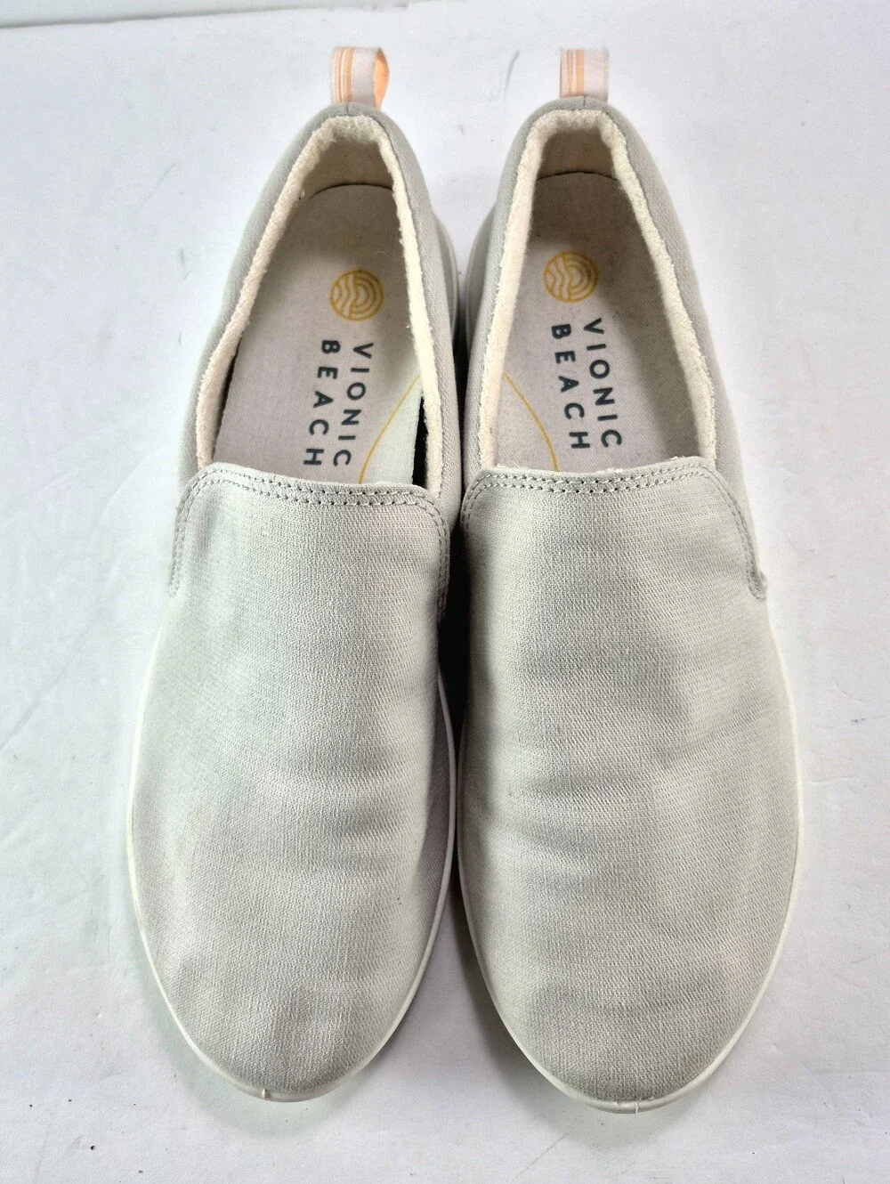 Vionic Beach Marshall Canvas Laceless Slip-On Sneaker Vapor Gray 8.5 Orthotic.